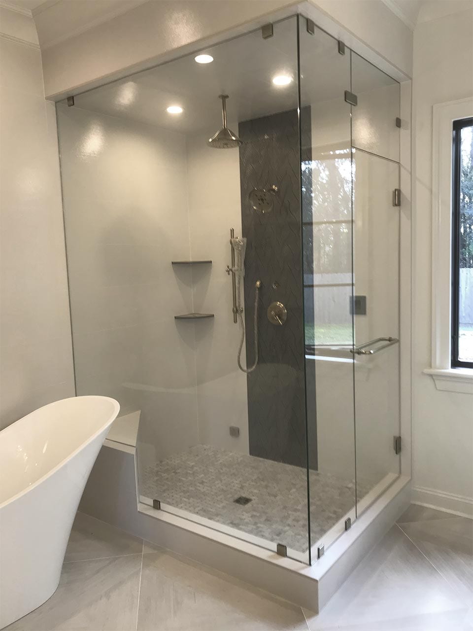 Pattern Glass Shower Enclosures by Reliable Glass & Mirror